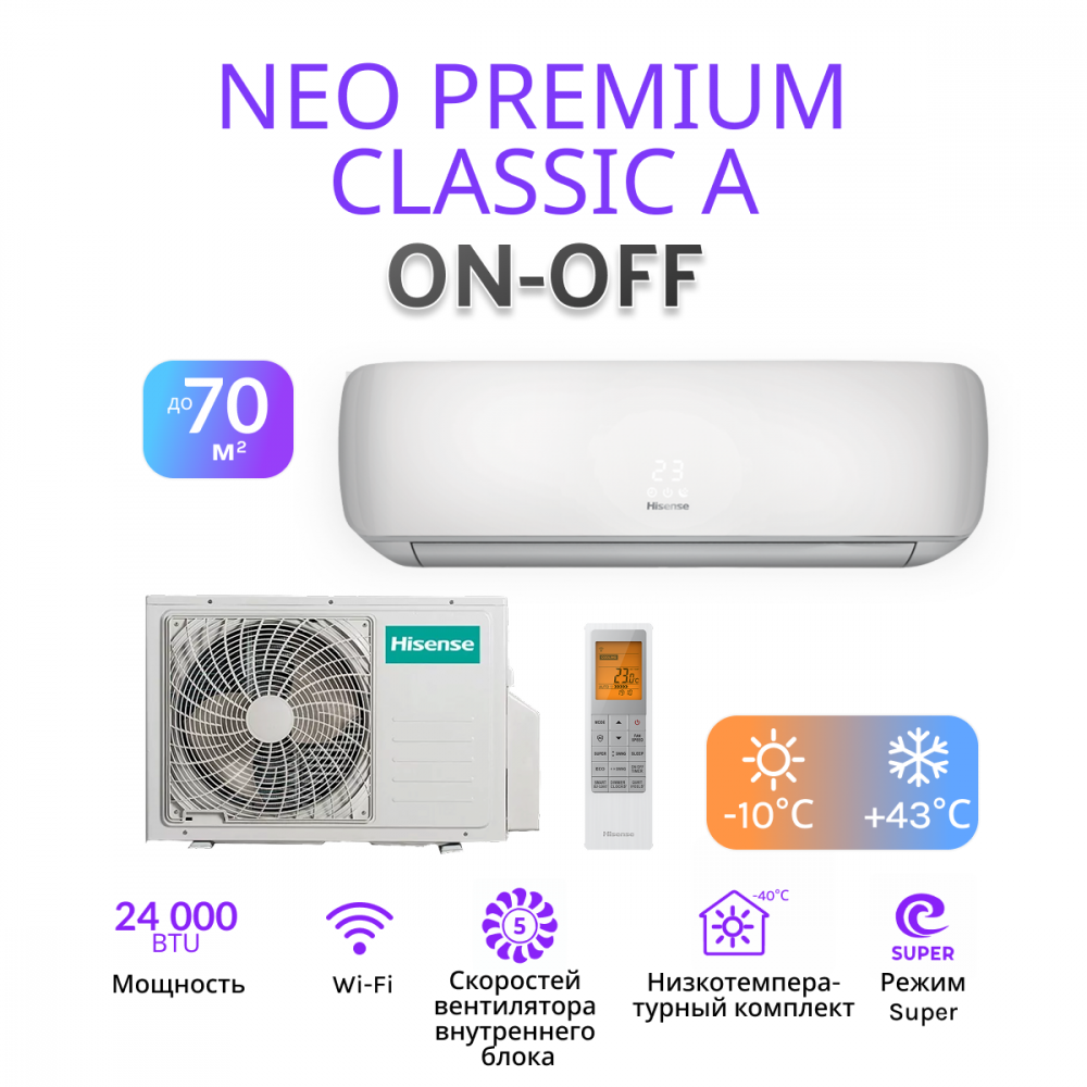 Hisense NEO Premium Classic A Wi-Fi AS-24HW4SBATG005