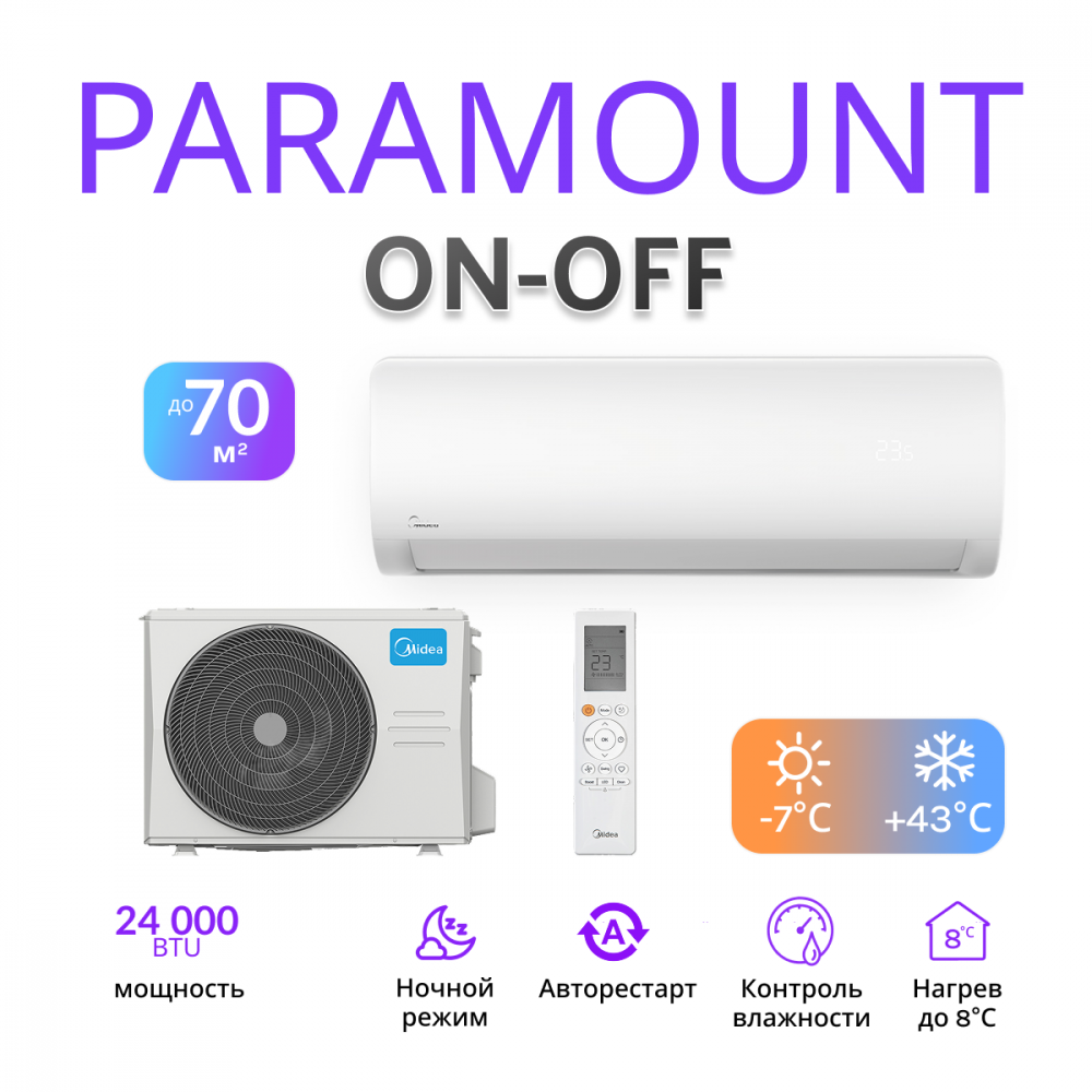 MIDEA PARAMOUNT ON/OFF MSAG1-24HRN1-I/MSAG1-24HRN1-O