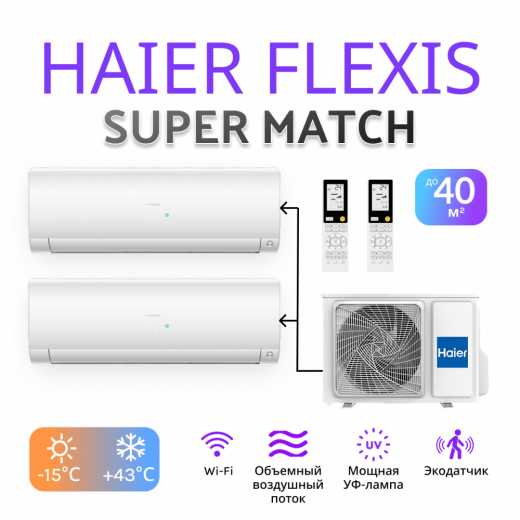 Комплект мультисплит-системы Haier серии Flexis на 2 блока